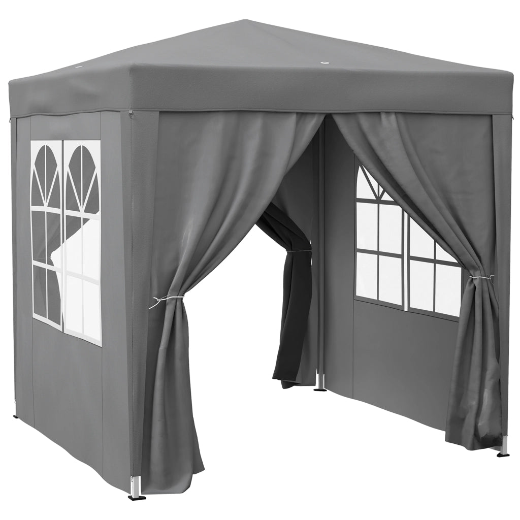 Gazebo Pieghevole 2x2 m con 4 Pareti Rimovibili in Metallo e Poliestere Grigio