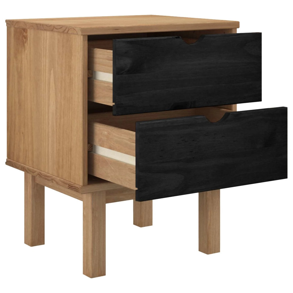 Comodino OTTA Nero 45 x 39 x 57 cm Legno Massello di Pino 42041748