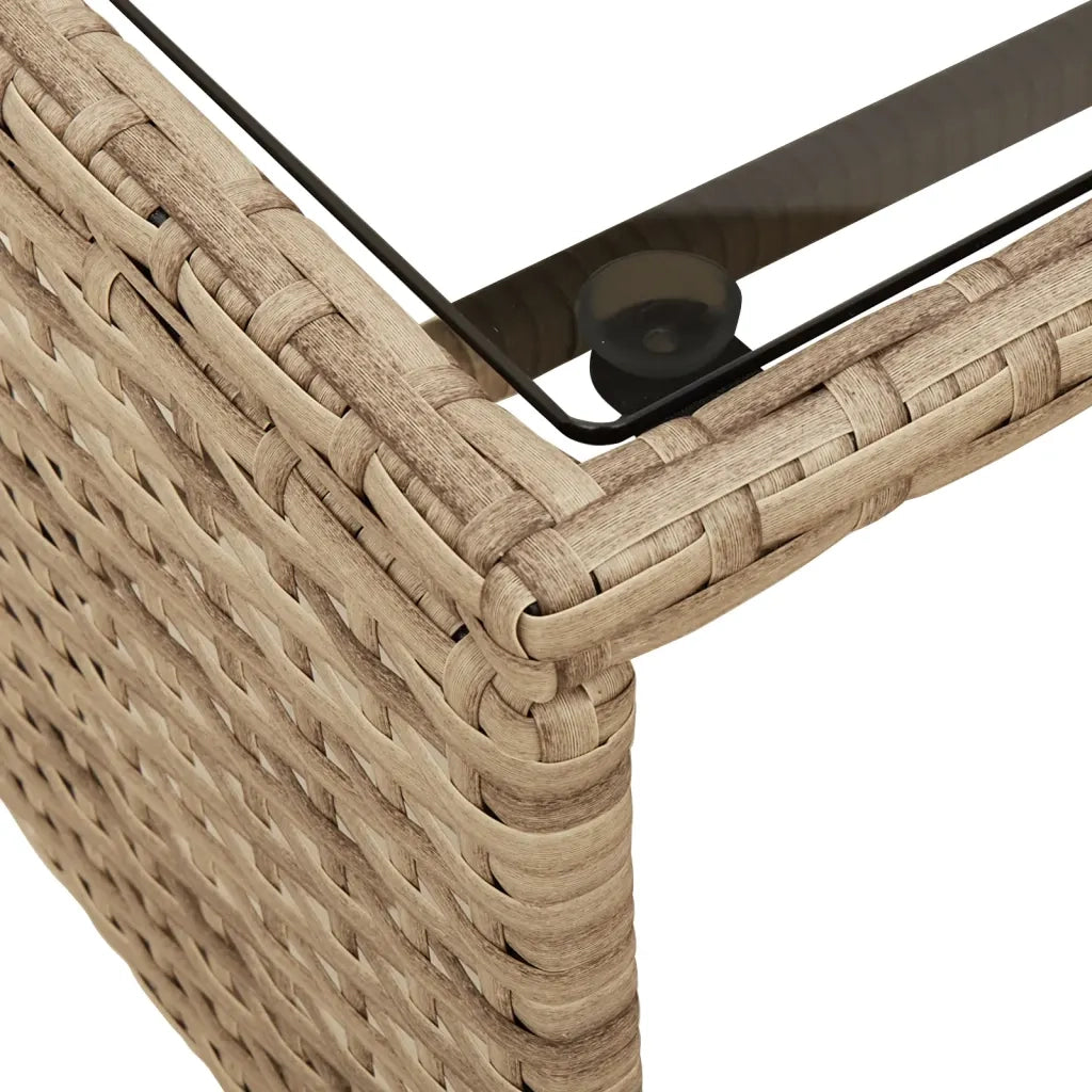 Divano da Giardino con Tavolo e Cuscini a L Beige in Polyrattan