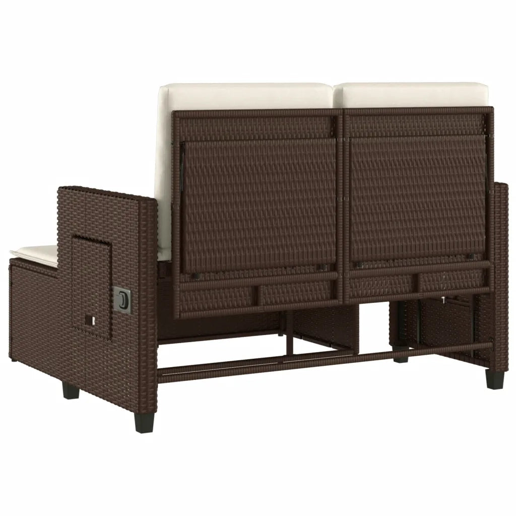 Panca Reclinabile da Giardino con Cuscini Marrone in Polyrattan 365818