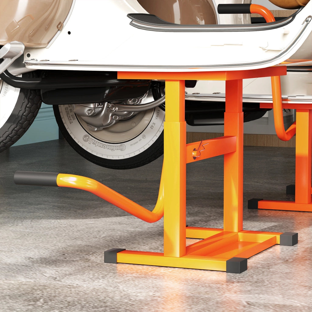 Cavalletto Alzamoto max 150 kg in Metallo con Superficie in Gomma e Manovella, 48x34x43 cm, Arancione