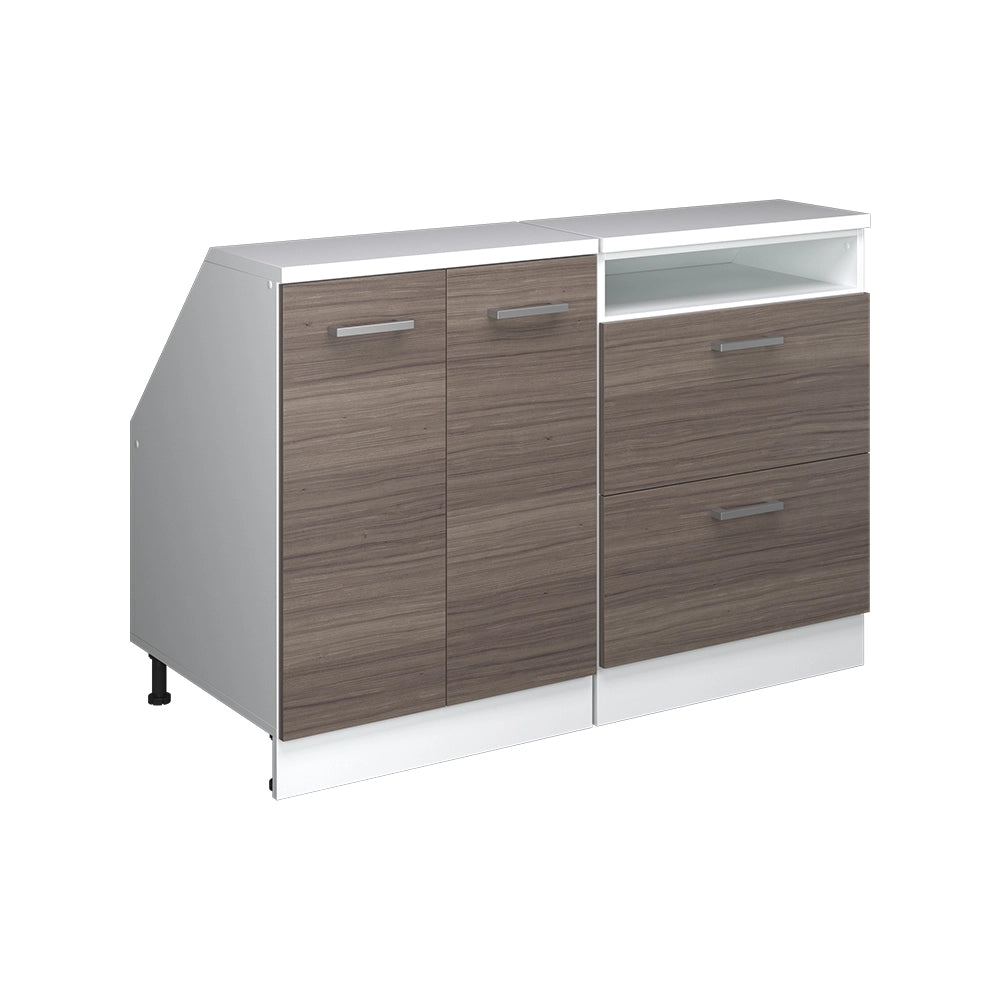 Set di mobili sottotetto Rion Grigio nobile/Bianco 120 cm Set di 2 carcasse armadio profondità 60 cm Vicco
