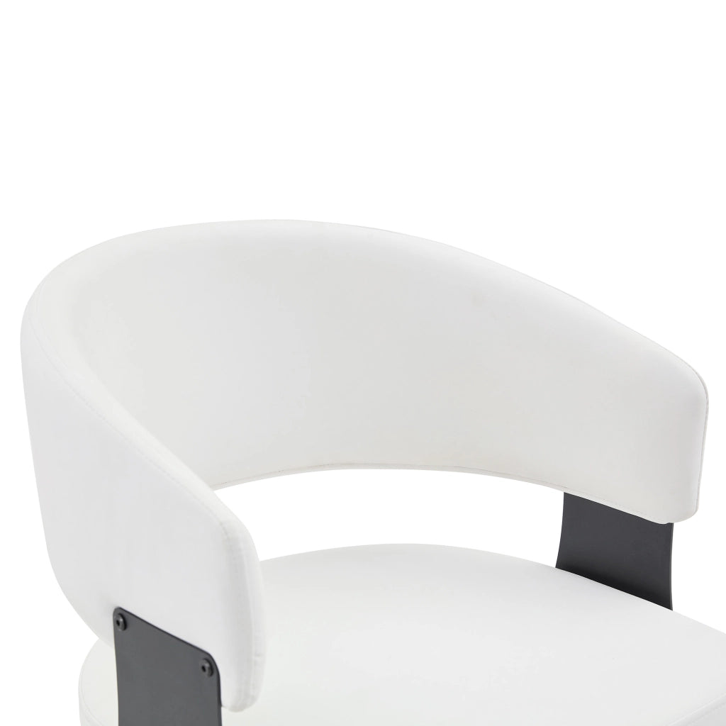 Set 2 sgabelli da bar con schienale in PU bianco e struttura in metallo, h seduta 64 cm
