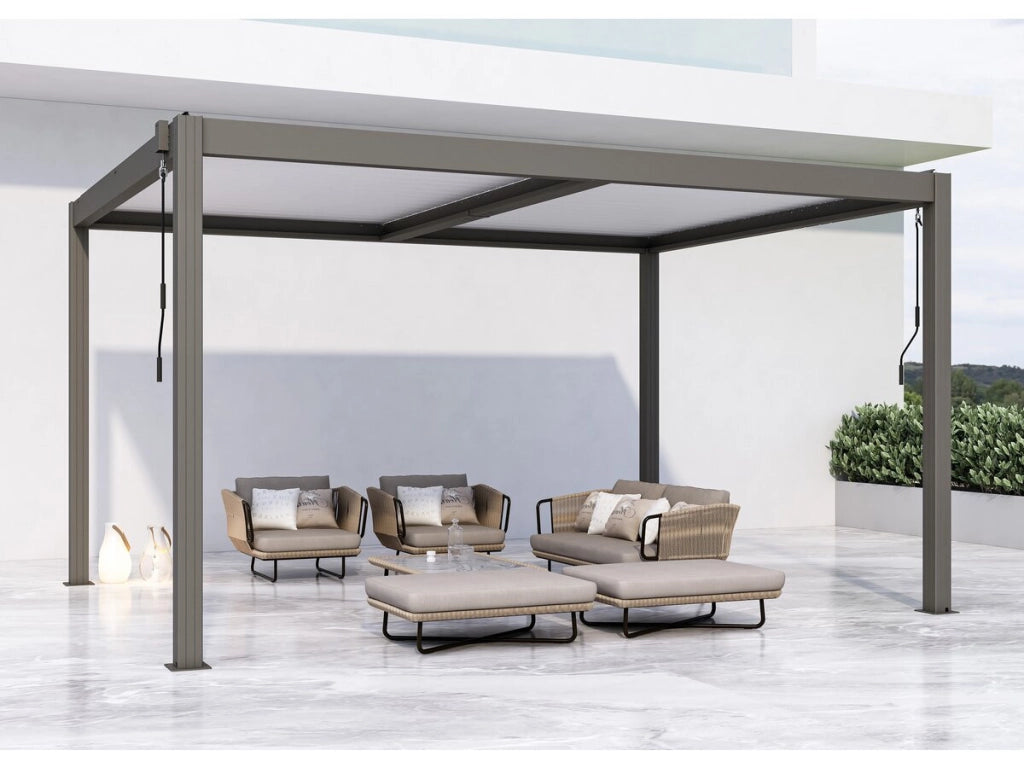 Pergola bioclimatica in alluminio "Windsor" con led 3 x 4 - Taupe