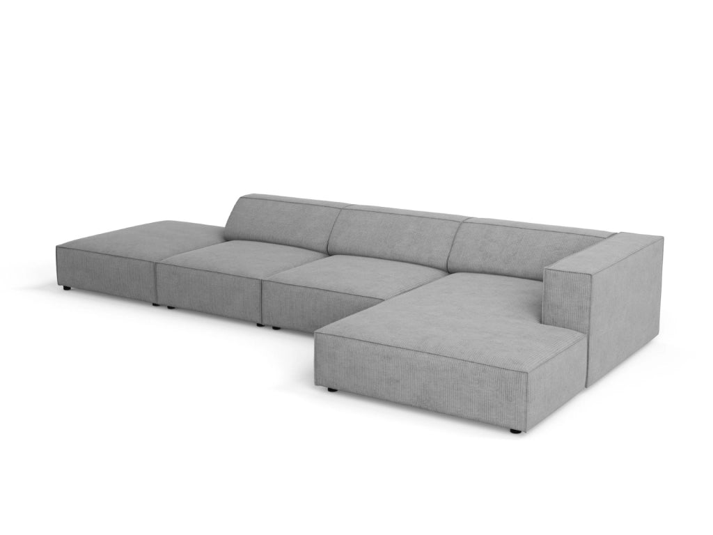 Cosmopolitan Design - Divano angolare destro "Arendal" 5 posti in ciniglia con effetto a coste grigio scuro 