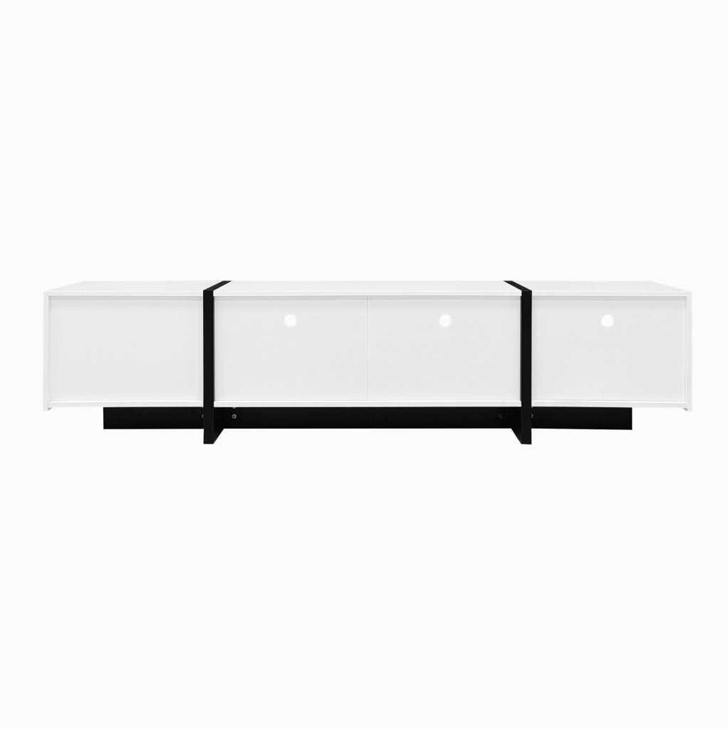 Mobile TV 190 cm con 3 Ante e 2 Cassetti Bianco e Nero in MDF e PB