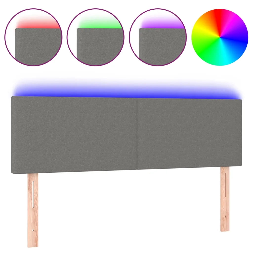 Testiera | Testata a LED Grigio Scuro 144x5x78/88 cm in Tessuto