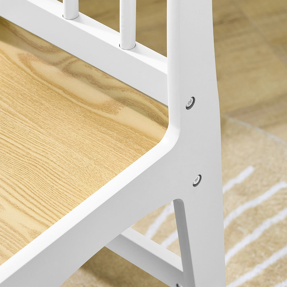 SoBuy Tavolino Bambini con 1 Sedia, Set Tavolo e Sedie per Bambini Multiattività con 2 Ripiani, Tavolo Disegno e Gioco, Sedia Scrivania Cameretta Bianco e Naturale 80x50x66cm KMB60-WN