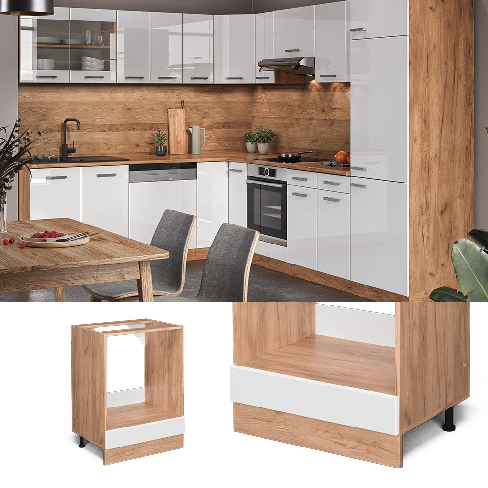 Vicco Mobile per forno da incasso Bianco lucido 60 cm senza piano di lavoro