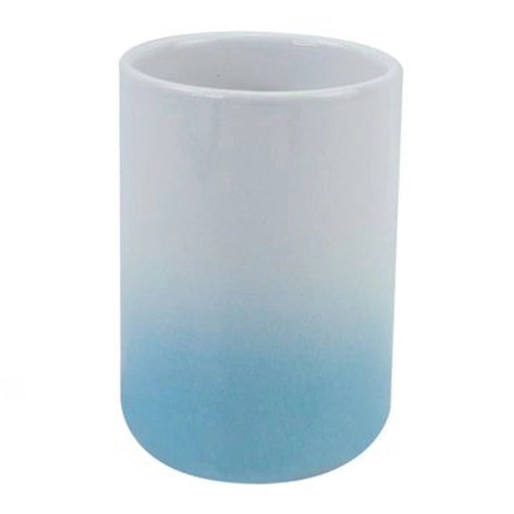 Trade Shop - Bicchiere Portaspazzolini Dentifricio Bianco Azzurro Arredo Bagno Accessori 59911 -