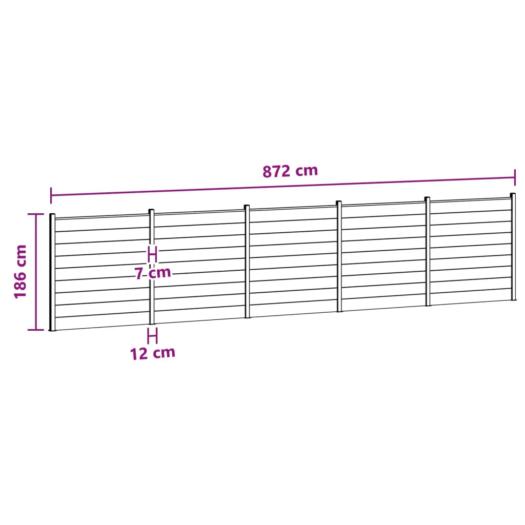 Set di Recinzione 5 pz 872 x 186 cm WPC e Alluminio Grigio 3429397
