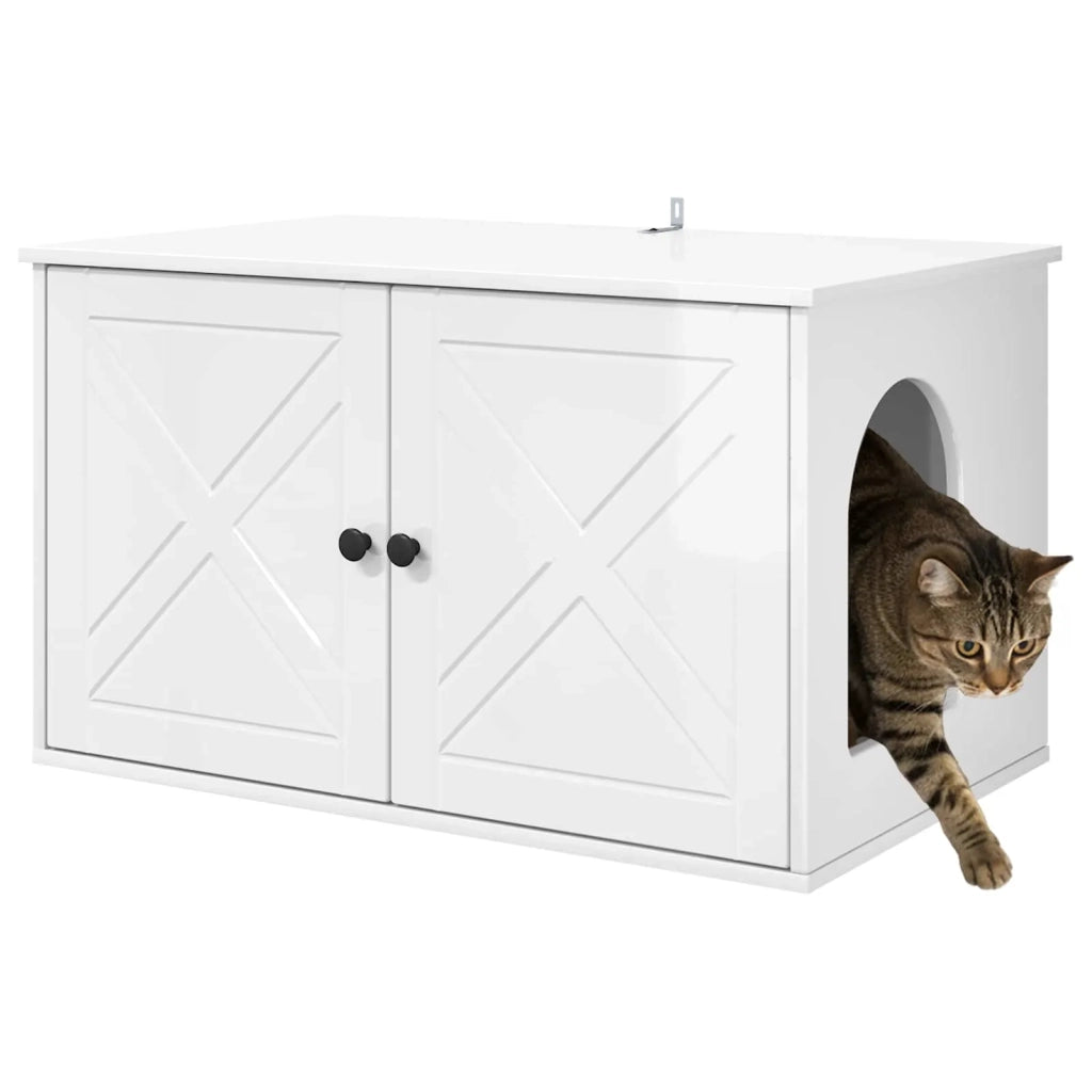 Casa per Gatti Bianco Lucido 85 x 55 x 50 cm Legno multistrato 8000729