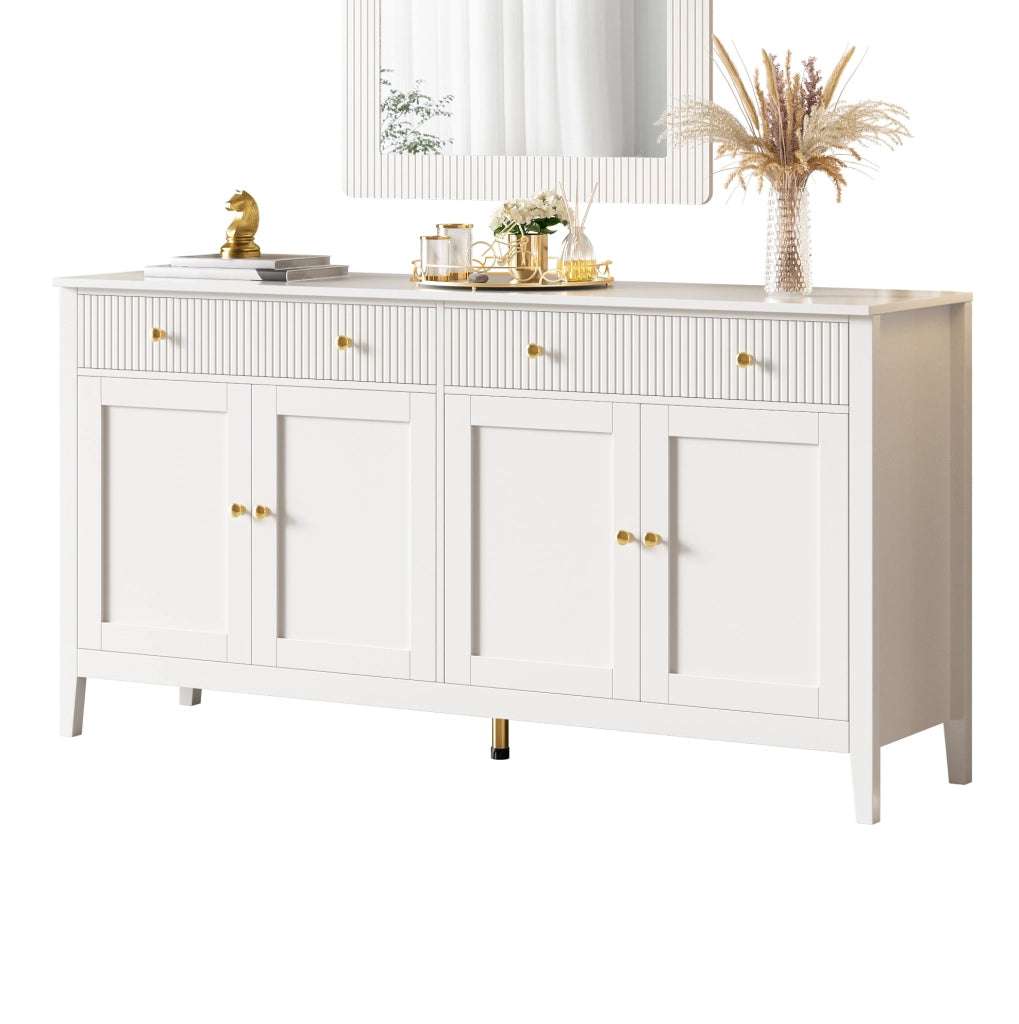 Credenza bianca con 2 cassetti e 4 ante