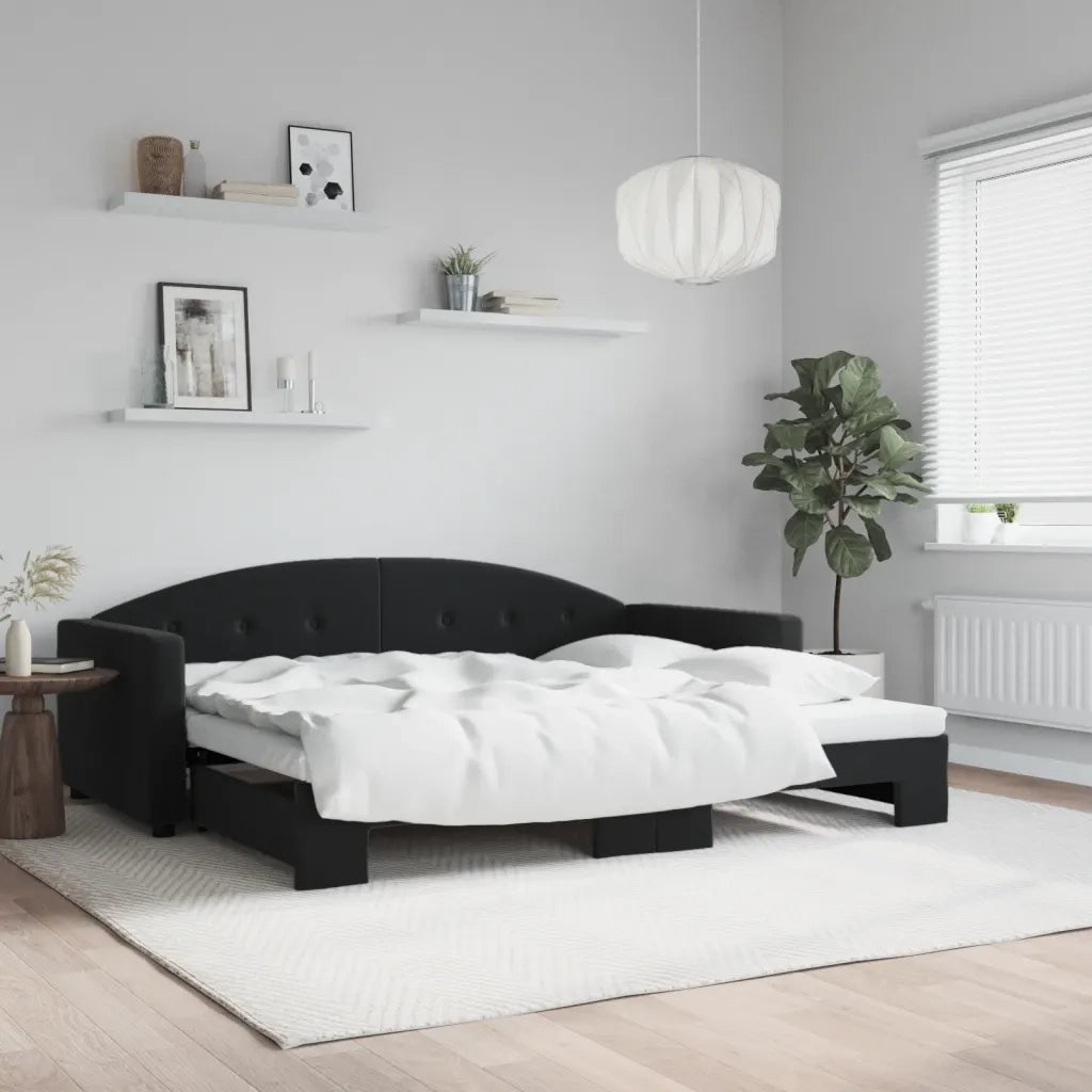 Divano letto | Sof¨¤ letto | Letto singolo Estraibile Nero 90x190 cm in Velluto