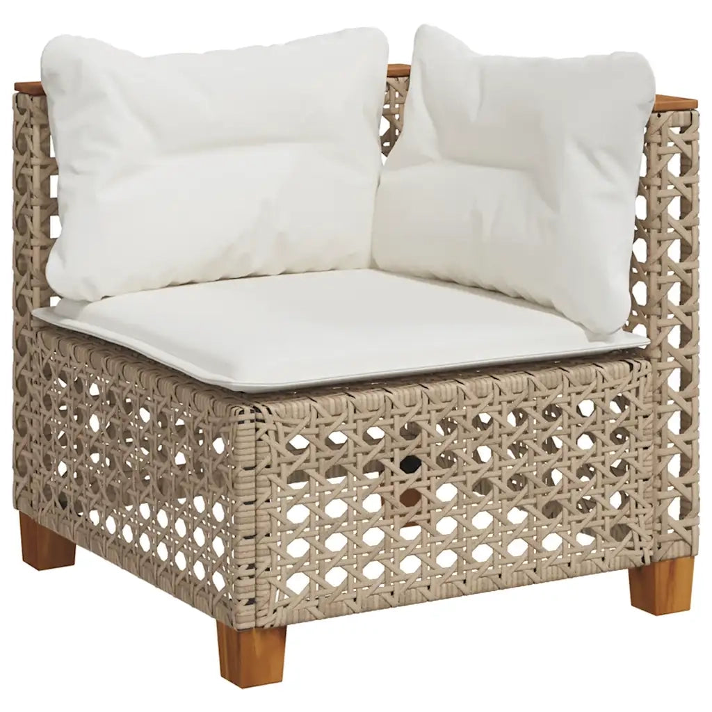 Set Divani da Giardino 7 pz con Cuscini Beige in Polyrattan 3261976