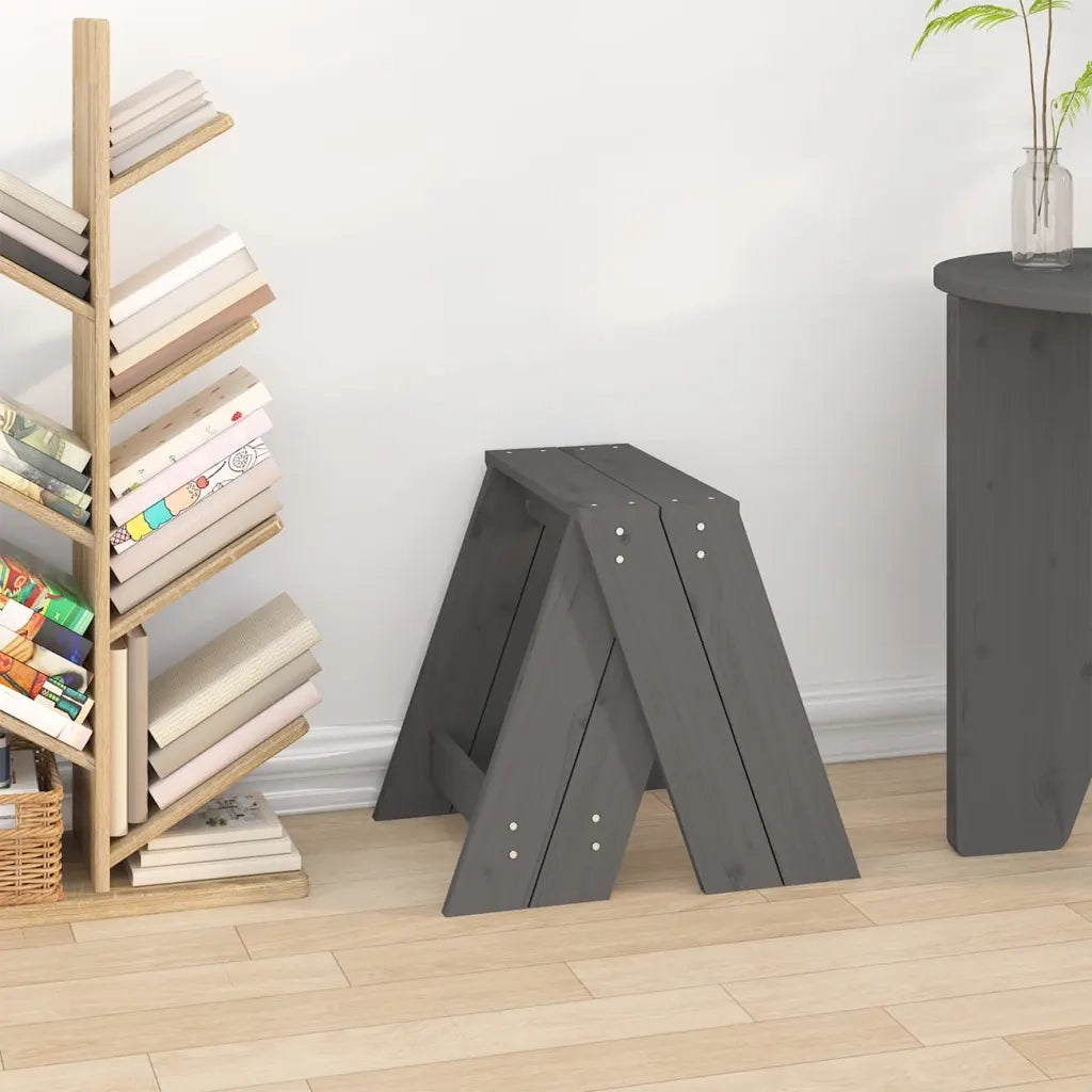 Sgabelli 2 pz grigio 40x40x45 cm in Legno Massello di Pino cod mxl 50320