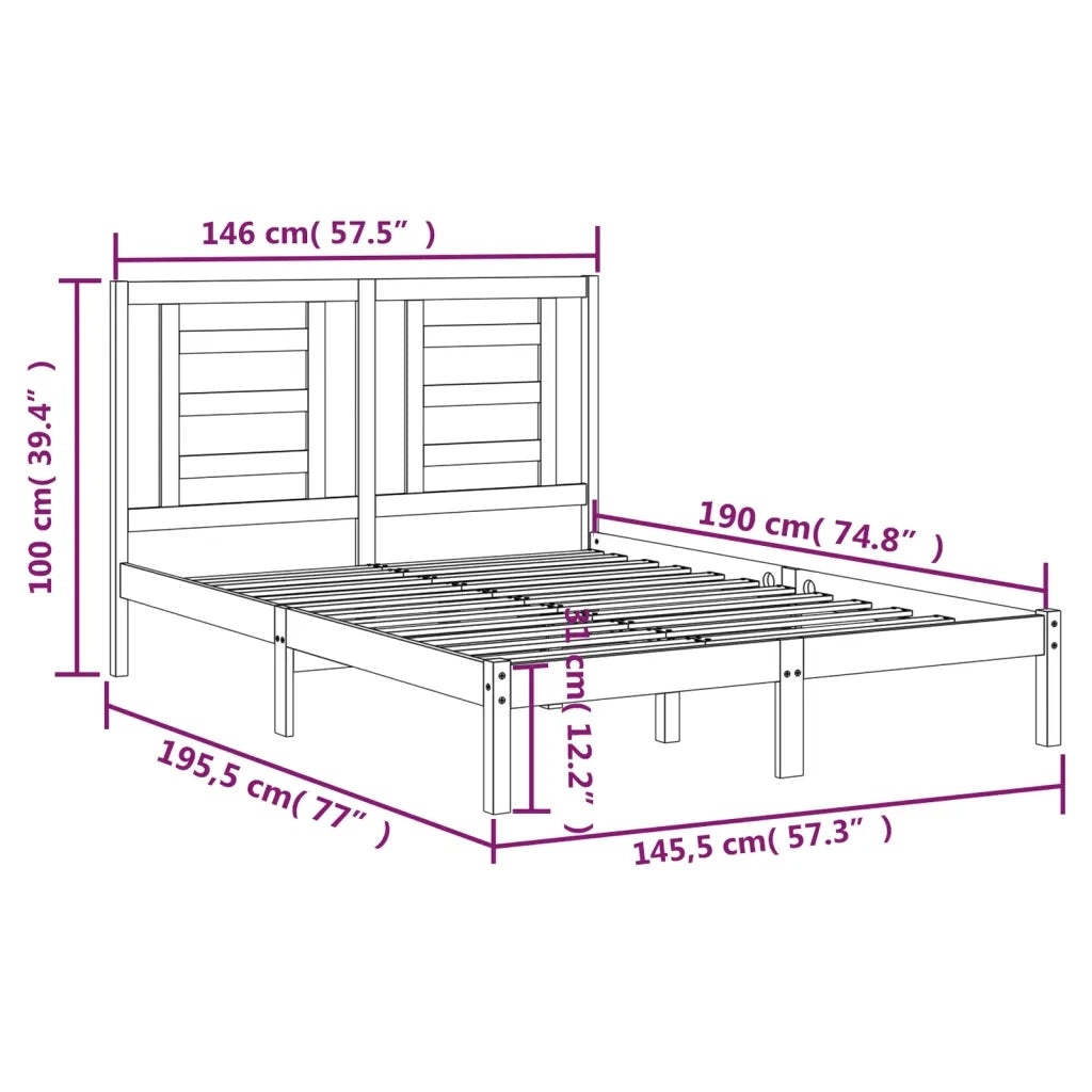 Letto senza Materasso Bianco 140x190 cm Legno Massello di Pino