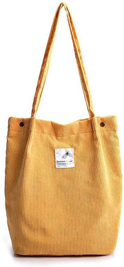 Borsa a Spalla Elegante per Donna Grande con Tessuto Corduroy Borsa a Spalla per Università Lavoro Ragazze Scuola Ufficio Giallo