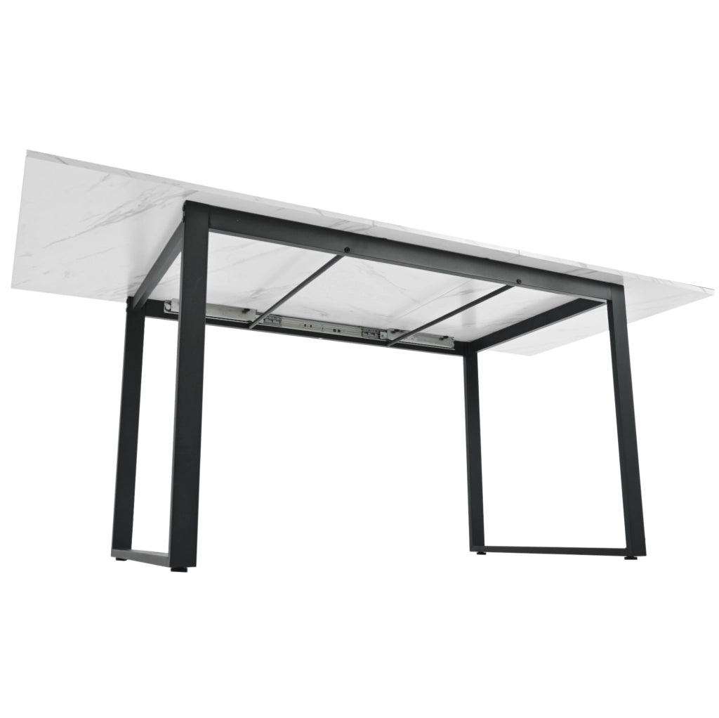 Set tavolo da pranzo allungabile bianco con sedie imbottite