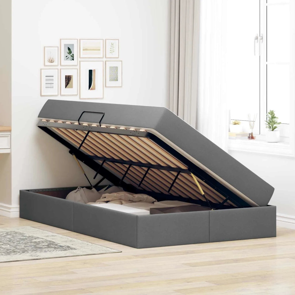 Letto con contenitore e materasso Grigio scuro 120 x 190 cm