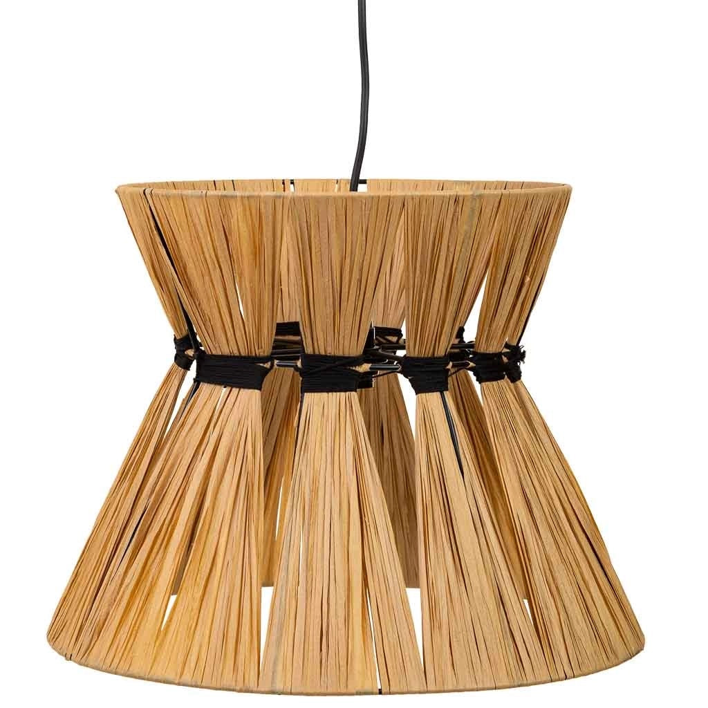 Lampada da soffitto in rafia e metallo marrone 41x41x31h cm