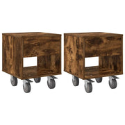 Set di 2 Comodini | Armadio da Notte | Mobiletto da notte Rovere fum¨¦ 40,5 x 40 x 48 cm Legno multistrato