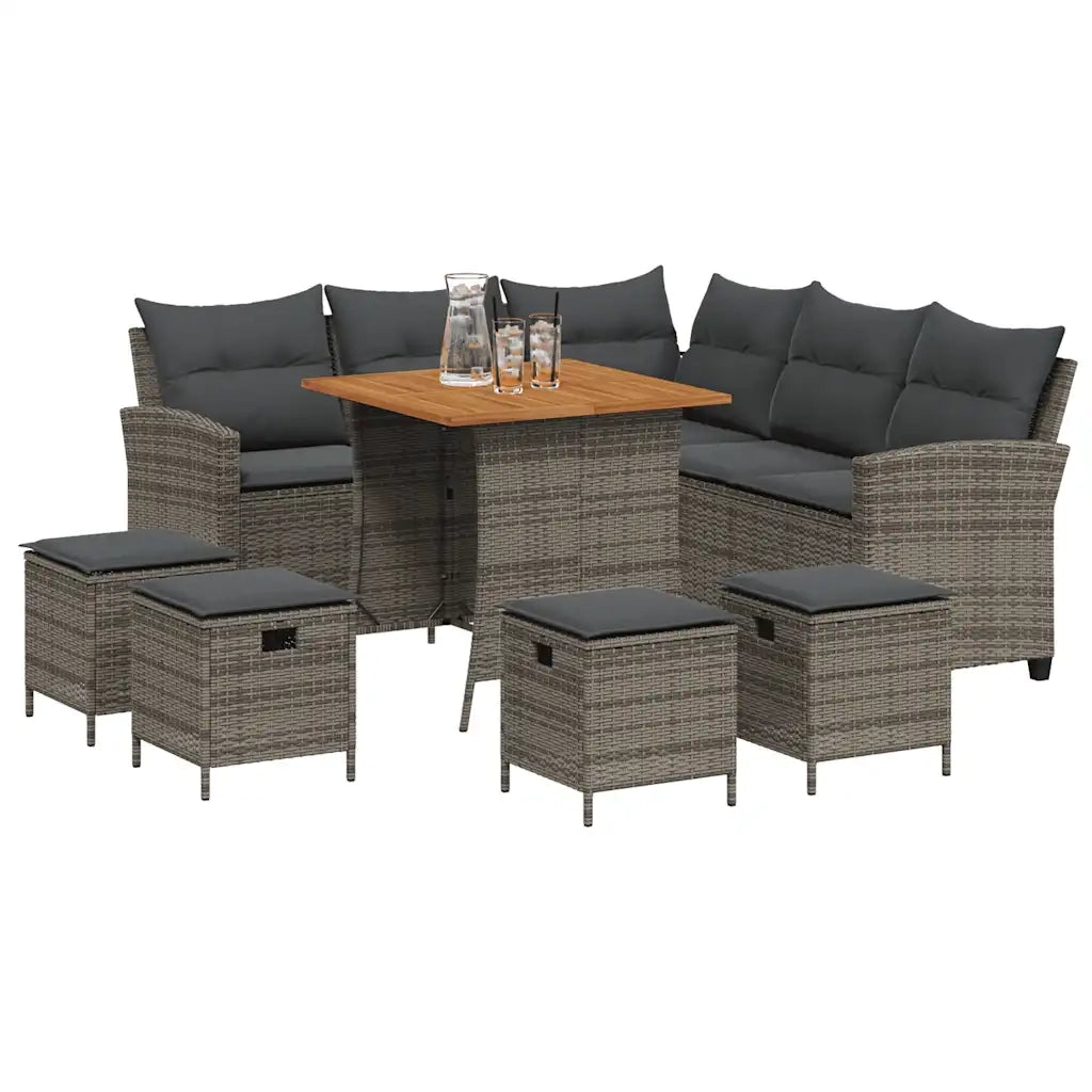 Set Divani da Giardino 6 pz con Cuscini a Forma di L Polyrattan 3213541