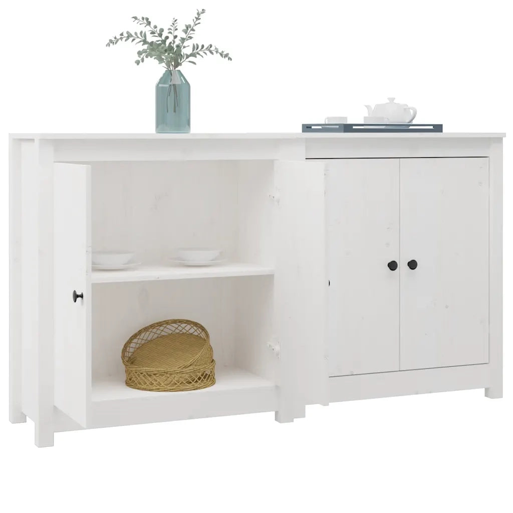 Credenze 2 pz Bianco 70x35x80 cm in Legno Massello di Pino cod mxl 13879