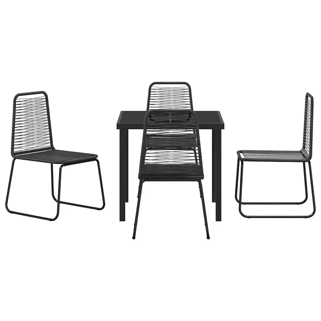 Set da Pranzo per Giardino 5 pcs Nero