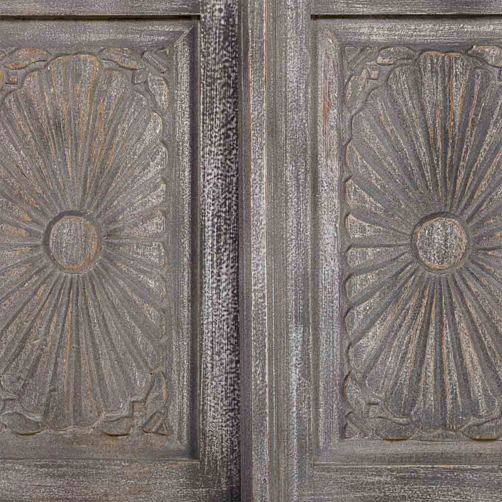 Vetrina 2 ante in legno finitura anticata artigianale 74x41x128