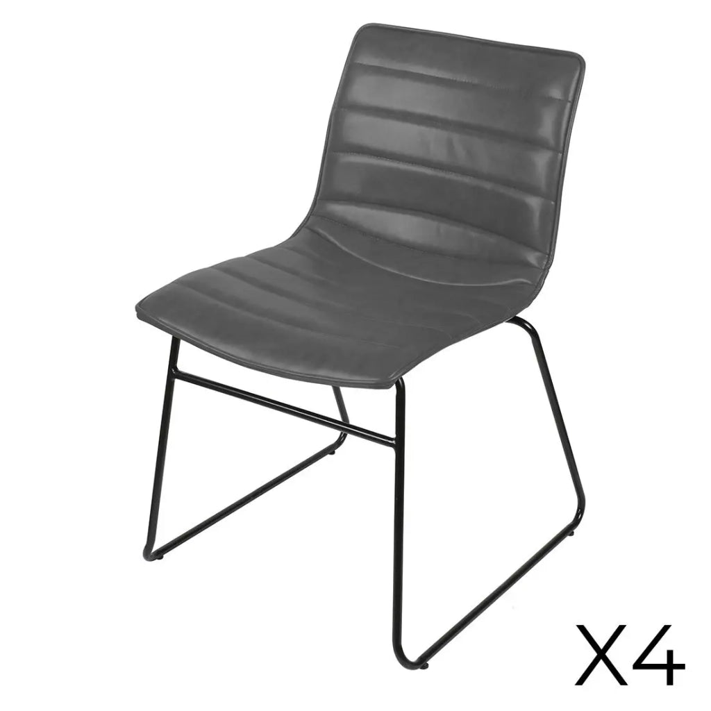Set di 4 sedie in PU effetto quarzo grigio, collezione NETS, stile industriale