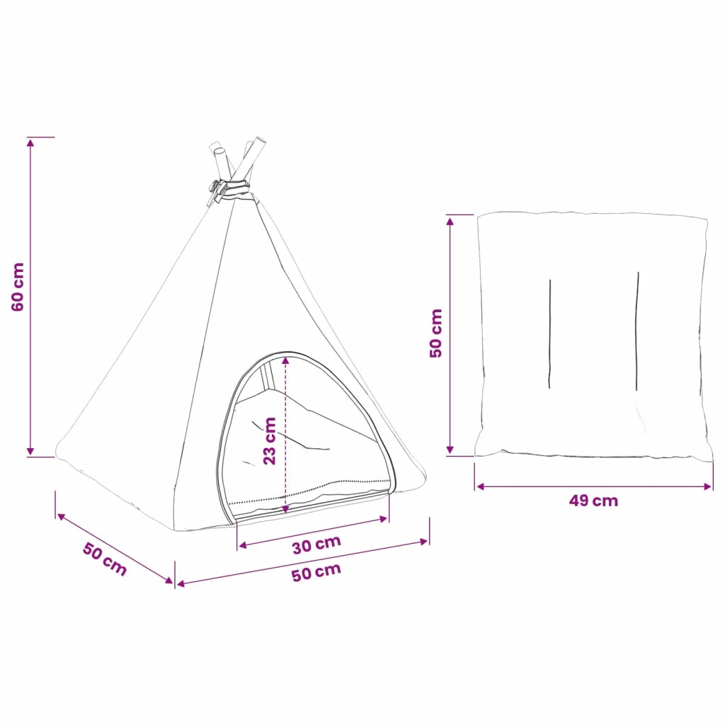 Tenda per animali con cuscino Bianco e Grigio 50 x 50 x 60 cm CFW8448347