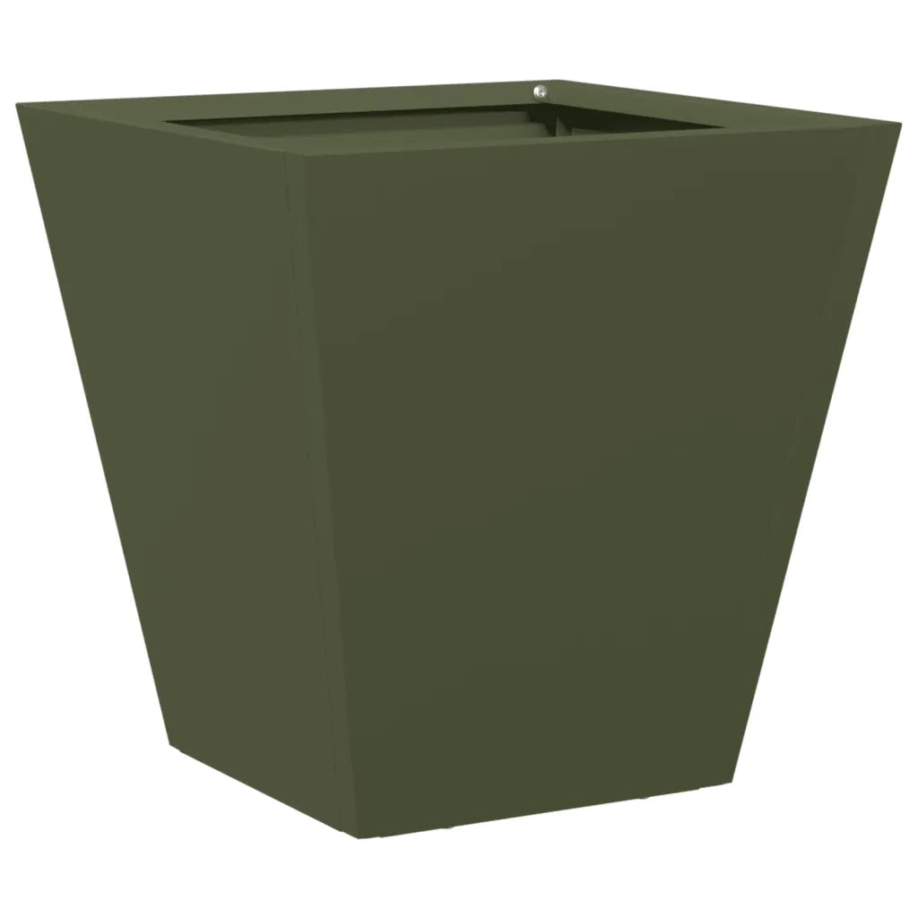 Fioriere da Giardino 2 pz Verde Oliva 30x30x30 cm in Acciaio 851045