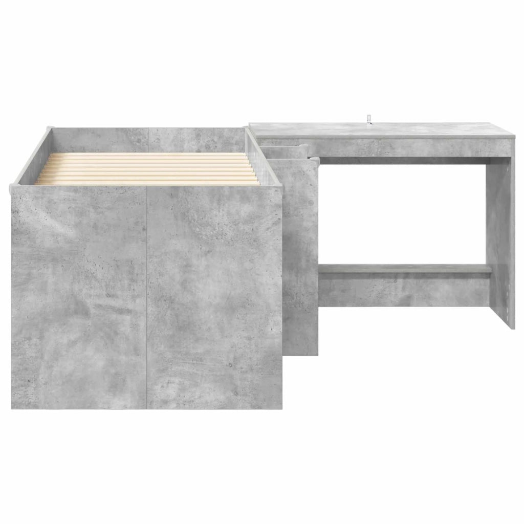 Letto alto per bambini con scrivania 2 pz Grigio Cemento 3423465