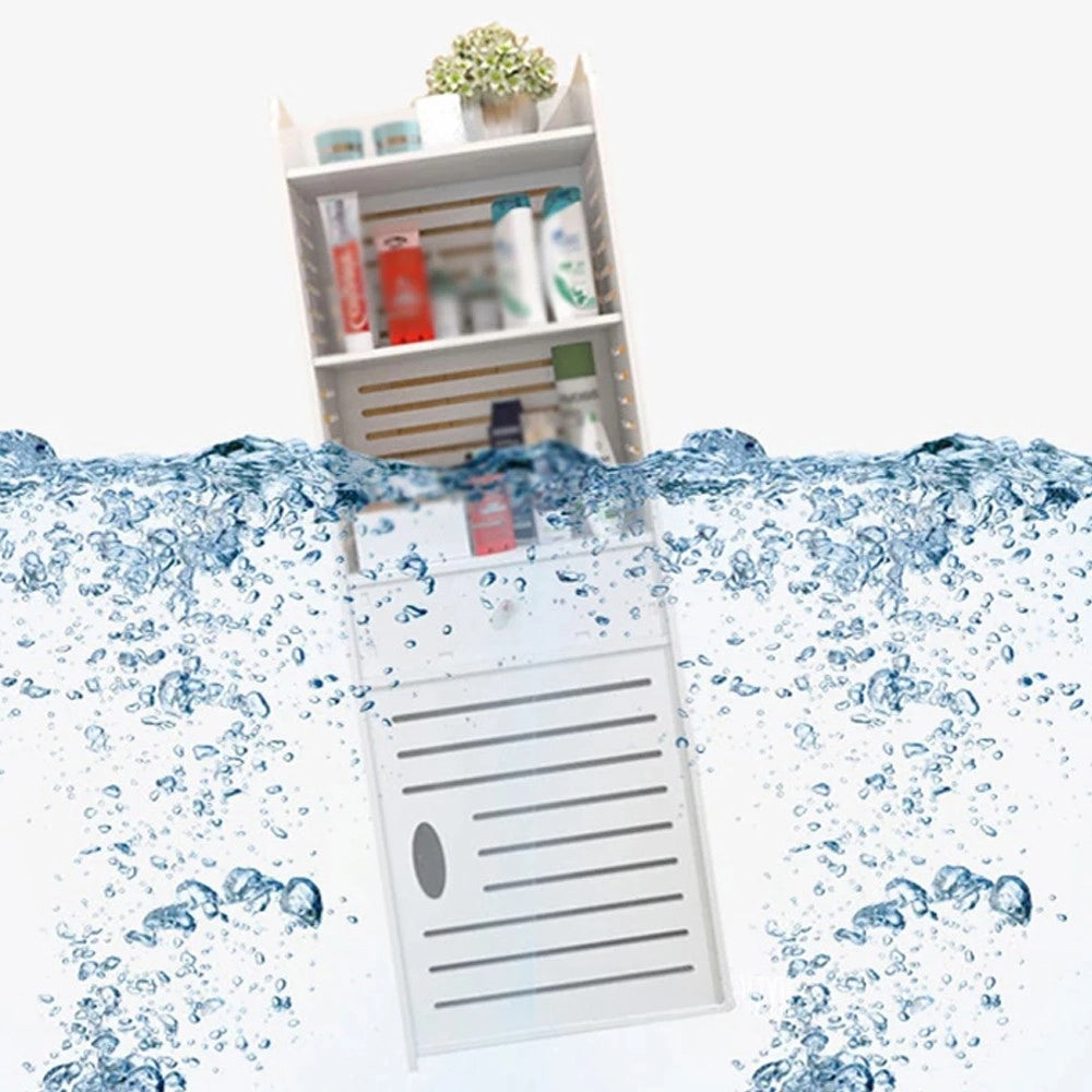 Trade Shop - Armadietto In Legno Bianco Lucido Mdf Con Due Ante 3 Mensole Ripini 120x32x27cm -