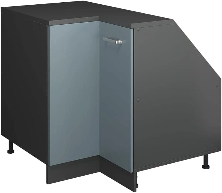 Mobile sottotetto Mobile angolare Rion, Grigio-blu, 75.6 x 81.6 cm con 1 porta, carcassa dell’armadio profondità 60 cm, adatto per il salvaspazio sotto tetti spioventi