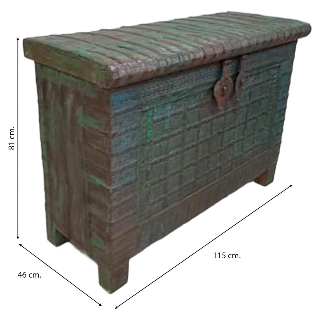Cassapanca in legno fatta a mano 115x46x81h cm
