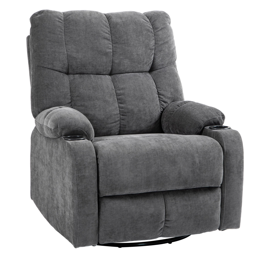 Poltrona relax reclinabile con poggiapiedi ¨C Xylo ¨C girevole grigio scuro 88x96x108cm