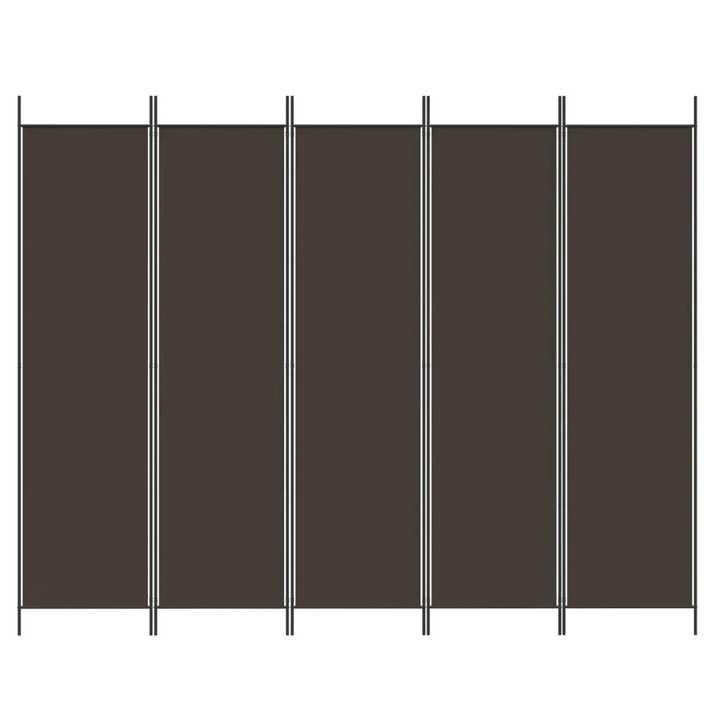 Divisorio a 5 Pannelli-Set di 5 pannelli Paravento Marrone 250x200 cm in Tessuto