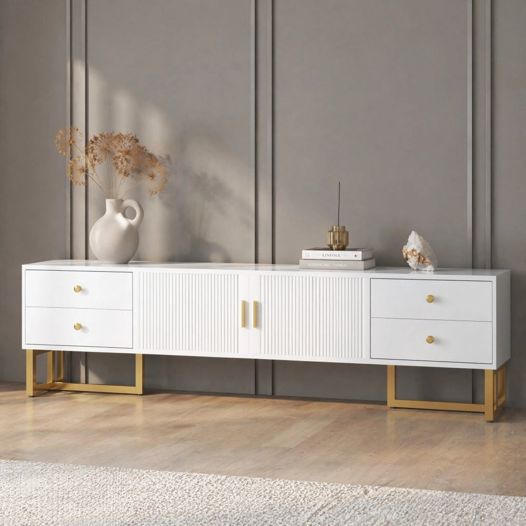MOBILE TV 175 cm Bianco in MDF con 4 cassetti e 2 ante