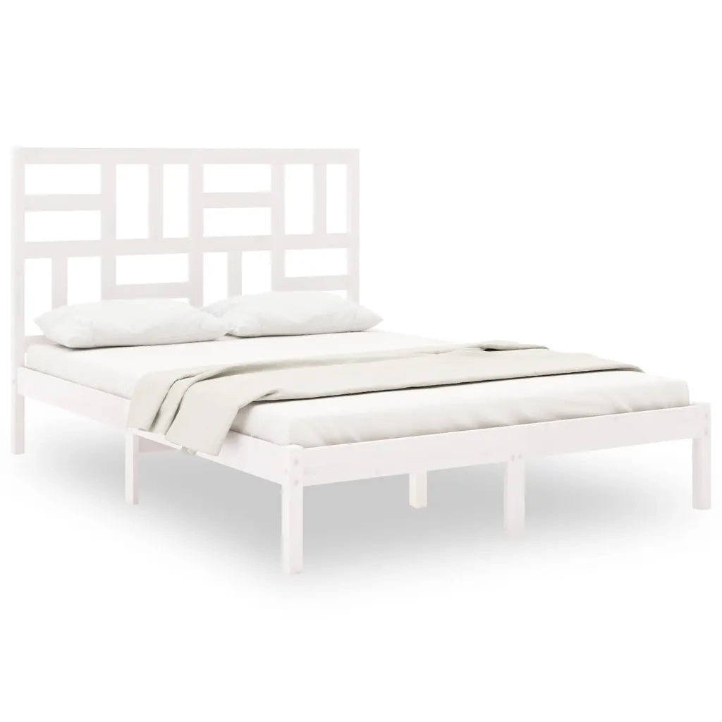 Giroletto-Struttura Letto Bianco in Legno Massello 140x190 cm 783630
