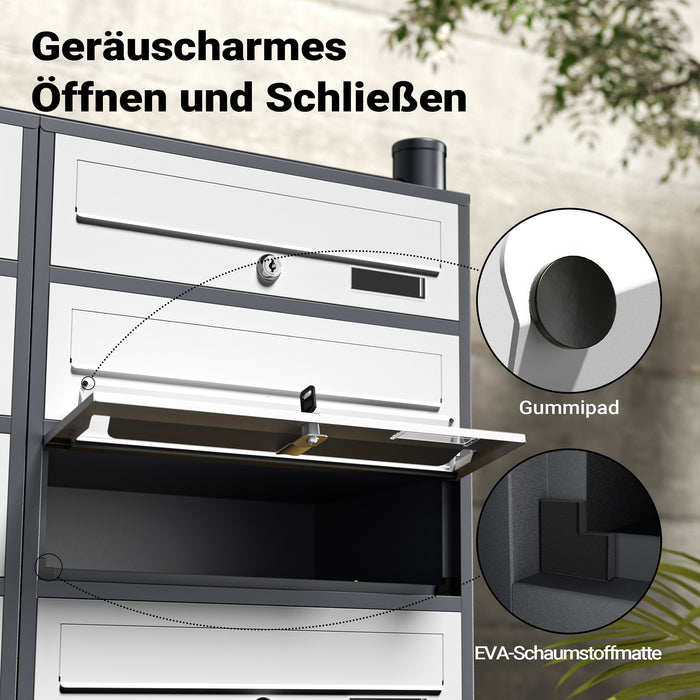 Cassetta postale condominiale autoportante 12 posti antracite/bianco 945 x 270 x 1500 mm 2 moduli