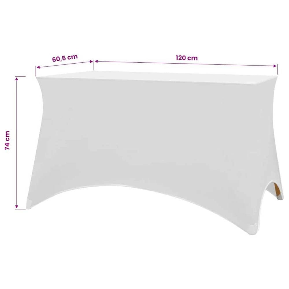 Stretch Table Cover, 2 Pieces, 120 X 60.5 X 74 Cm, White