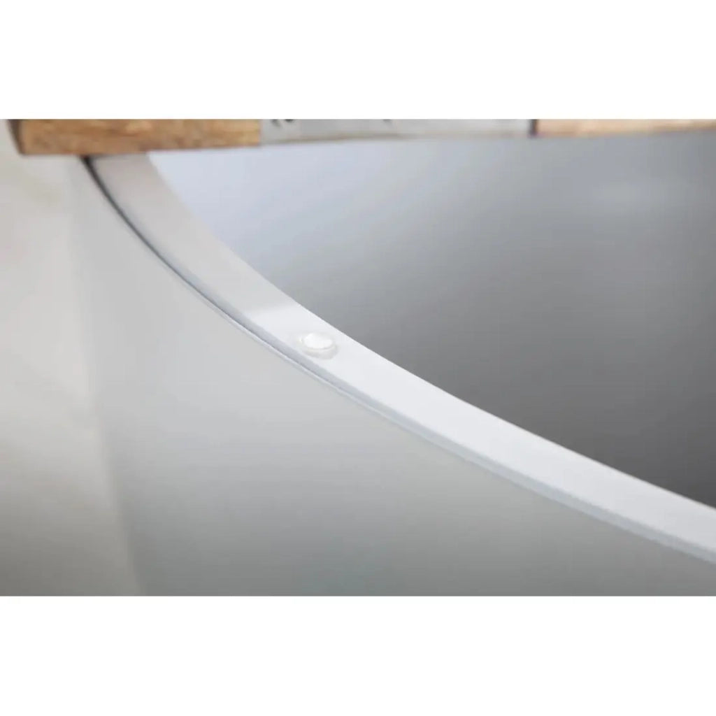 Tavolino basso TRIANE 60 cm con contenitore – Piano in legno di mango e struttura in metallo bianco opaco