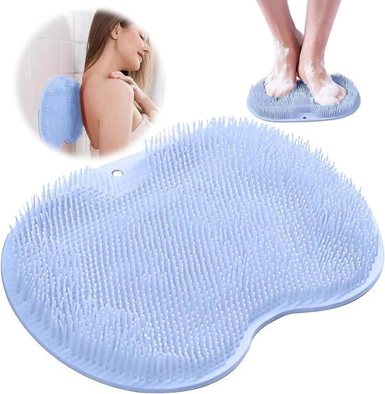 Spazzola per il corpo con piede e schiena massaggiante, spazzola con pad di massaggio, spazzola per il massaggio con funzione di pulizia e anti-slip, pad di massaggio in silicone per il bagno (B)