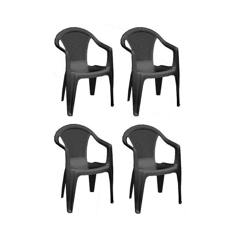 SET 4 SEDIE DA GIARDINO KORA IN POLIPROPILENE COLORE MOKA 55 X 54 X 82 CM