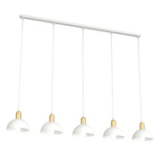 Lampadario 5 Luci Idunn In Acciaio Bianco E Oro Diffusori A Cupola