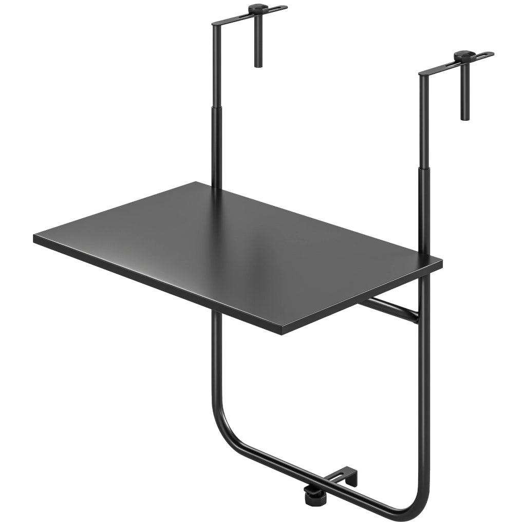 Tavolo da balcone regolabile per ringhiera ¨C zephmum ¨C Nero metallo 62x60x85.5cm