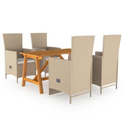 Set Mobili da Pranzo per Giardino 5 pz Beige  cod mxl 45678