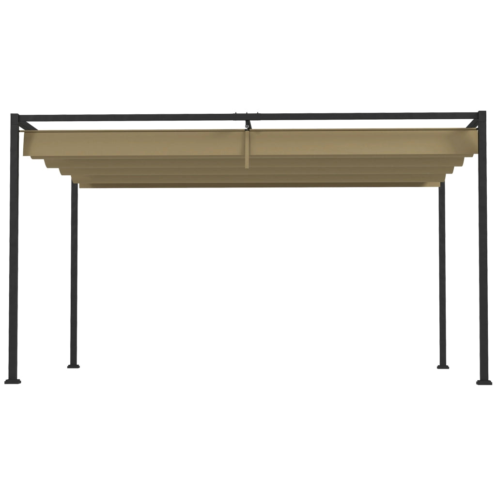 Pergola retrattile scorrevole 3x2 m ¨C zephmum ¨C struttura in metallo antiruggine, tessuto in poliestere kaki
